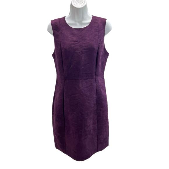 Calvin Klein Elegant Faux Suede Aubergine Princess Seam Sheath Dress size 10 - Picture 1 of 12
